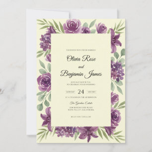 Convite Casamento Pintado de Creme Violeta
