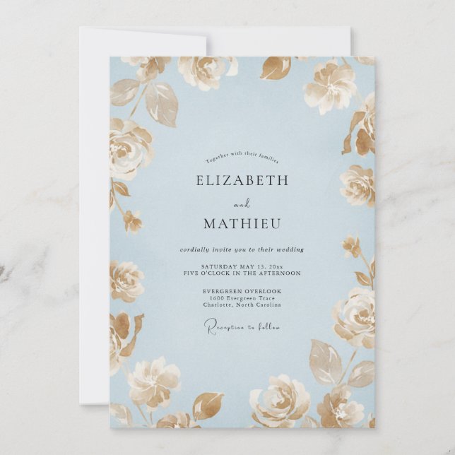 Convite Casamento Pintado de Dourado no Céu (Frente)