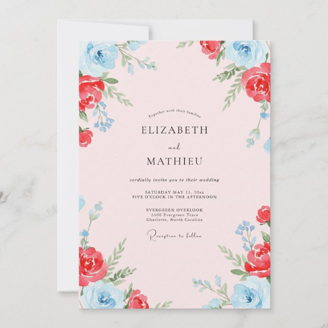 Convite Casamento Pintado de Escarlate e Cerúleo (Frente)