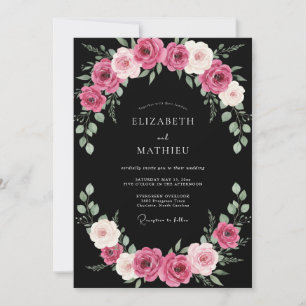Convite Casamento Pintado de Fuchsia Preto