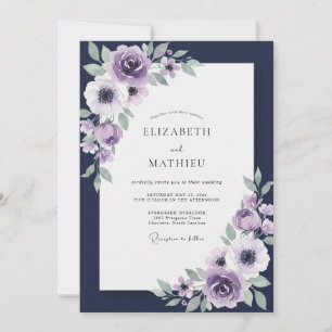 Convite Casamento Pintado de Índigo Violeta
