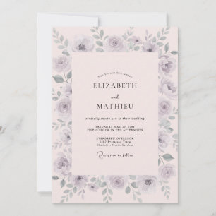 Convite Casamento Pintado de Lavanda Cinza