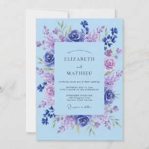 Convite Casamento Pintado de Lavanda e Periwinkle