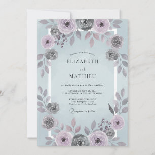 Convite Casamento Pintado de Lavanda Gelo