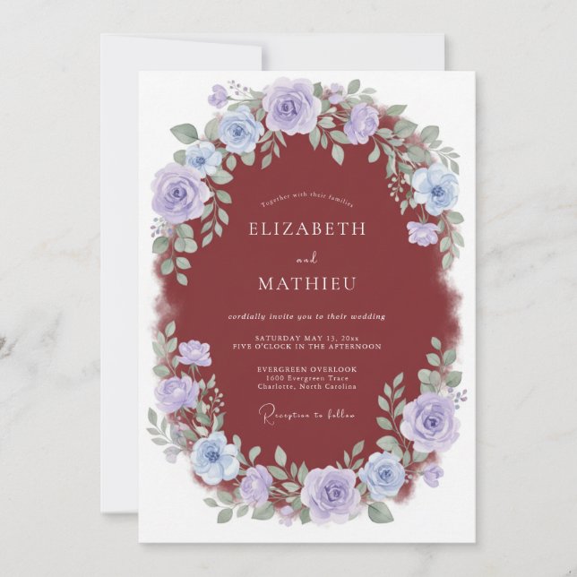 Convite Casamento Pintado de Lavanda Marrom (Frente)