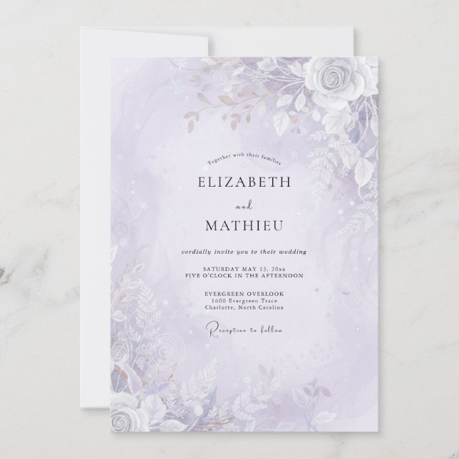 Convite Casamento Pintado de Lavanda Pálida (Frente)