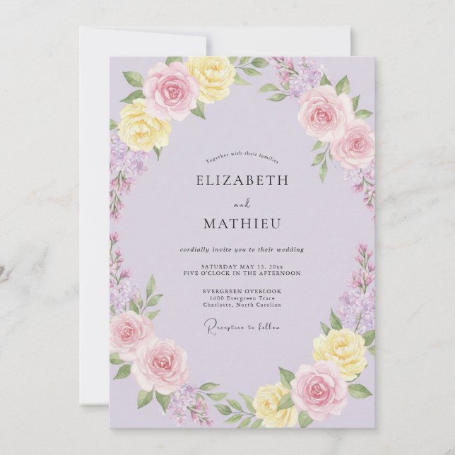 Convite Casamento Pintado de Lilás Pálido (Frente)