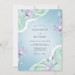 Convite Casamento Pintado de Lilás Pálido Periwinkle