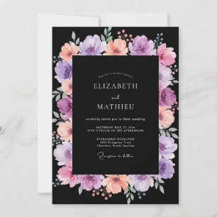 Convite Casamento Pintado de Lilás Preto