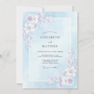 Convite Casamento Pintado de Lilás Suave e Periwinkle