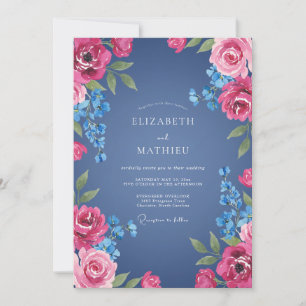 Convite Casamento Pintado de Magenta Ardósia
