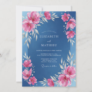 Convite Casamento Pintado de Magenta Azure