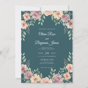 Convite Casamento Pintado de Malva e Pêssego