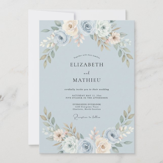Convite Casamento Pintado de Marfim Centáurea (Frente)