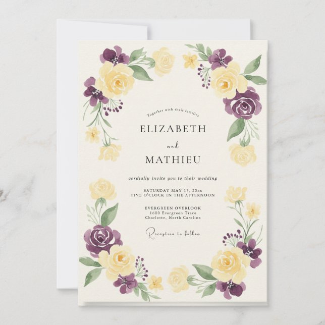Convite Casamento Pintado de Milho Violeta (Frente)