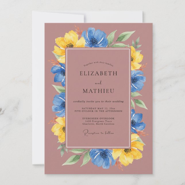 Convite Casamento Pintado de Mostarda Malva (Frente)
