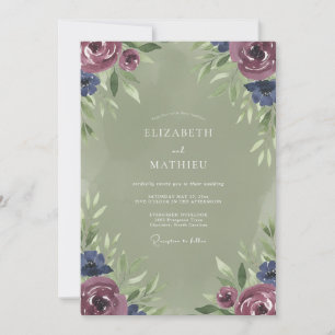 Convite Casamento Pintado de Plum Indigo