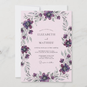Convite Casamento Pintado de Prata com Ameixa