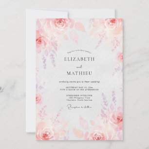Convite Casamento Pintado de Rosa Malva