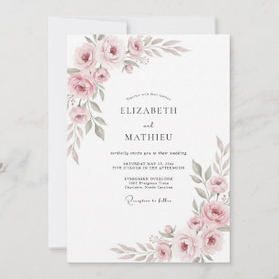 Convite Casamento Pintado de Rosa Pálido