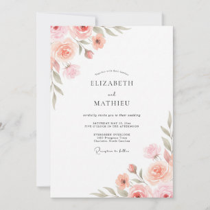 Convite Casamento Pintado de Rosa Pálido