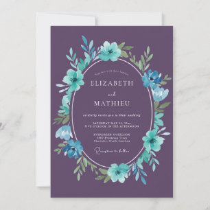 Convite Casamento Pintado de Roxo Ciano