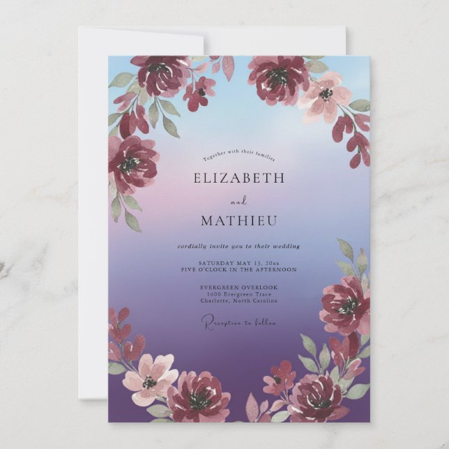 Convite Casamento Pintado de Violeta Ameixa (Frente)