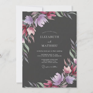 Convite Casamento Pintado de Violeta Carvão