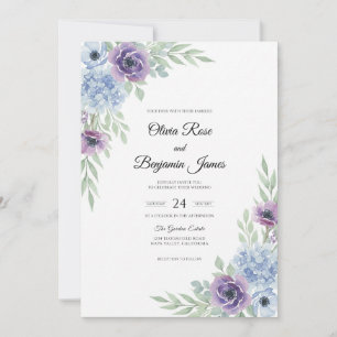 Convite Casamento Pintado de Violeta e Periwinkle