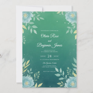 Convite Casamento Pintado em Água-Marinha Espuma do Mar