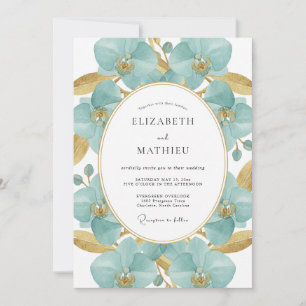 Convite Casamento Pintado em Aqua Gold
