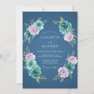 Convite Casamento Pintado em Azul Aço