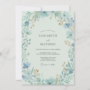 Convite Casamento Pintado em Azul Gelo