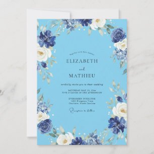 Convite Casamento Pintado em Azul Índigo