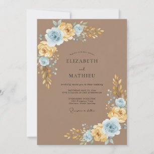 Convite Casamento Pintado em Azul Taupe
