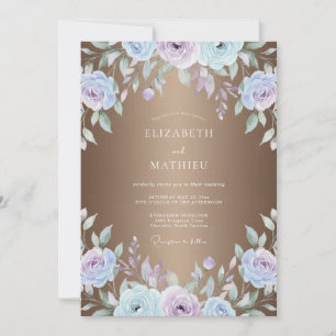 Convite Casamento Pintado em Bronze e Periwinkle