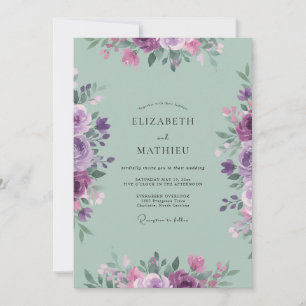 Convite Casamento Pintado em Celadon Lilás