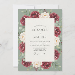 Convite Casamento Pintado em Celadon Marrom
