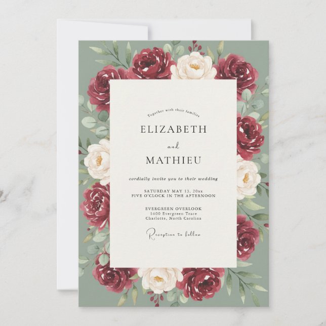 Convite Casamento Pintado em Celadon Marrom (Frente)