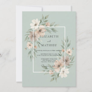 Convite Casamento Pintado em Celadon Suave