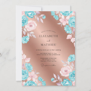 Convite Casamento Pintado em Cobre Aqua