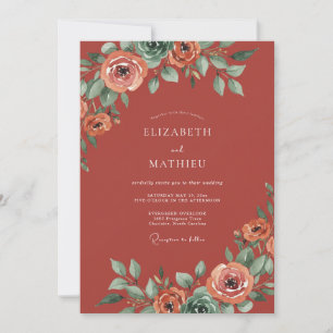 Convite Casamento Pintado em Coral Enferrujado
