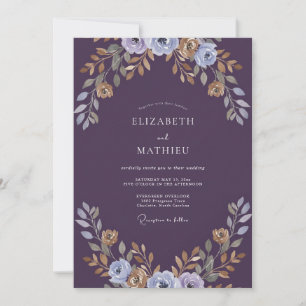 Convite Casamento Pintado em Dourado e Ameixa