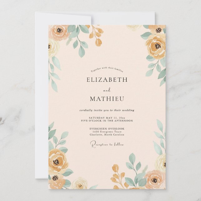 Convite Casamento Pintado em Dourado e Turquesa (Frente)