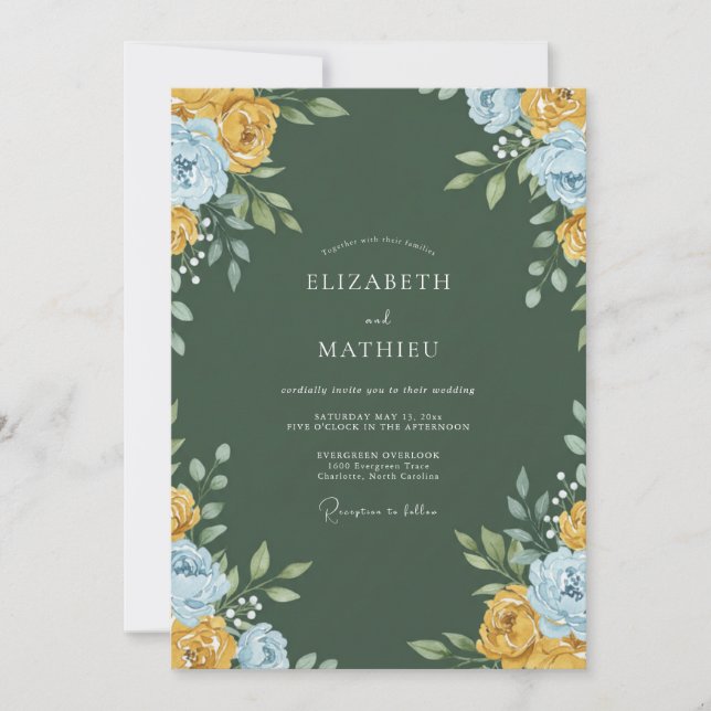 Convite Casamento Pintado em Dourado Mostarda (Frente)