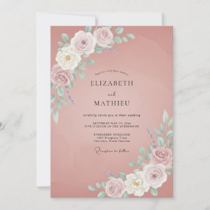 Convite Casamento Pintado em Lilás Mauve Empoeirado
