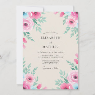 Convite Casamento Pintado em Magenta Aqua