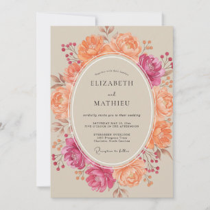 Convite Casamento Pintado em Magenta Damasco