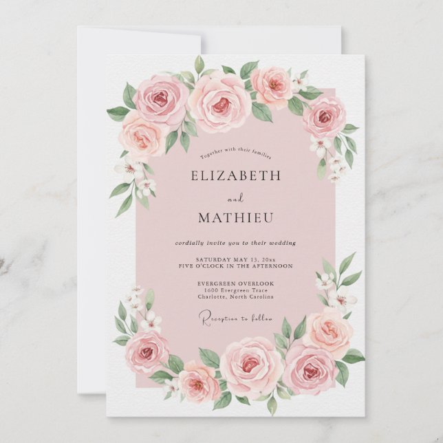 Convite Casamento Pintado em Mauve Pálido (Frente)