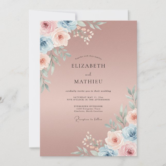 Convite Casamento Pintado em Mauve Suave (Frente)